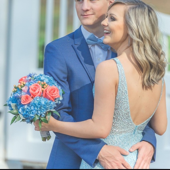 Vienna Blue Swarovski Crystal Prom Dress - Picture 8 of 11